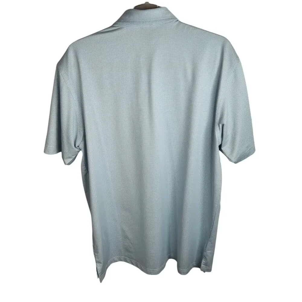 Dunning Golf Polo Shirt Men's Large Blue White Gingham‎ Embroidered